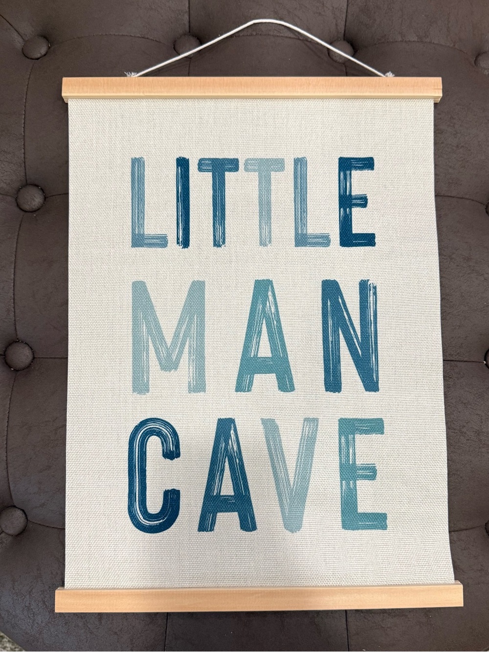 Little Man Cave Blue Canvas Wall Hanging - Home Wall Decor
